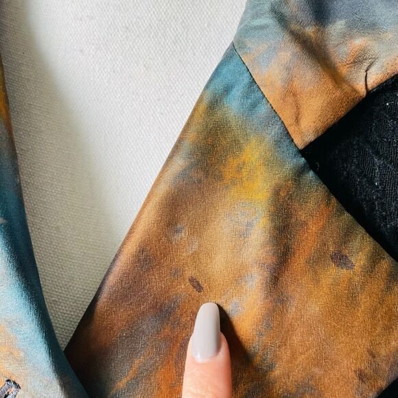 Randall Darwall Blazer Lace Silk Watercolor Black Notched Collar Statement Large - Picture 6 of 13